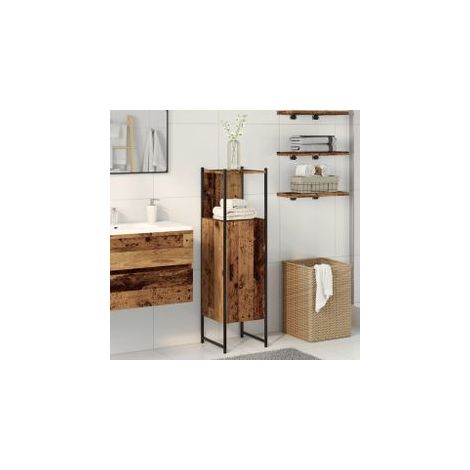 Armoire salle de bain vieux bois 33x33x120,5 bois ingénierie (1/5)
