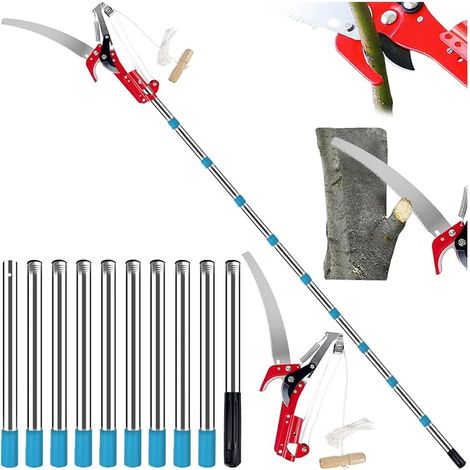 Manual pruning saw, height adjustable 4 m, 1 saw for 2 uses, cut dense trees and shrubs without ladder, manual pruning shears for tall branches (1/5)