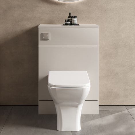 Hudson Reed Fusion Compact WC Unit with Coloured Worktop 600mm Wide - Pebble Grey