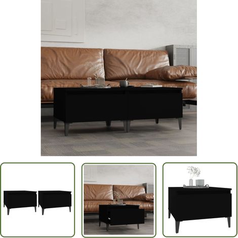 The Living Store Beistelltische 2 Stk. Schwarz 50x46x35 cm Holzwerkstoff - Industrieller Stil - Beistelltisch - Wohnzimmerstil - Holzwerkstoff Möbel - Schwarze Möbel (1/5)