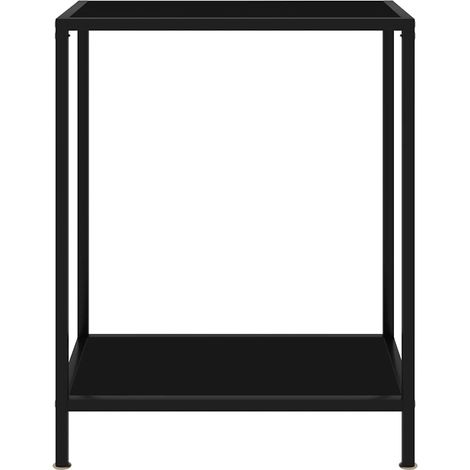 Table console，Table d'appoint，Bout de canapé，Meuble d'entrée Noir 60x35x75 cm Verre trempé