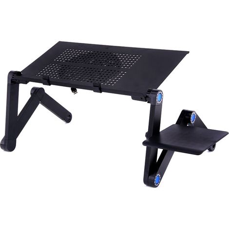 Table d'ordinateur portable pliable et réglable en aluminium avec ventilateur de refroidissement et tapis de souris pour ordinateur portable (1/5)