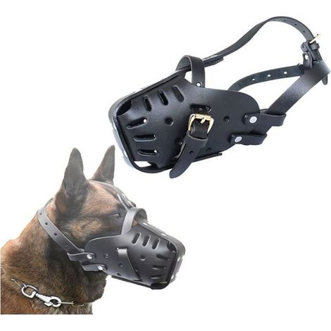 Muselières pour Animaux de Compagnie - Cuir - Fait à - Chiens Taille Moyenne et Grande - Berger Allemand Doberman - Masques Anti-Morsure Le Dressage Chiens - Muselières défense Macaron (1/5)
