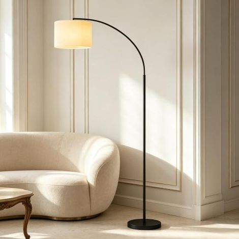 Lampada da terra moderna e curva, con telecomando, elegante lampada da terra, lampada da terra di design (solo lampada da terra curva, batterie non incluse). Spedizione in loco. (1/5)