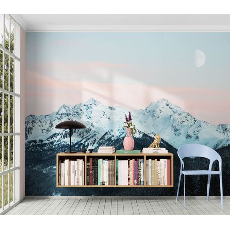 Papier Peint Montagne - Chaîne de Sommets sous la Lune - 150 x 250 cm (1/2)