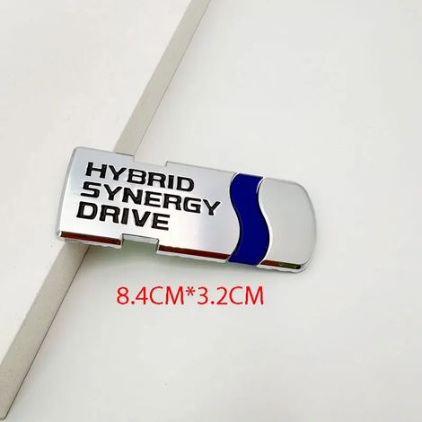 (ARGENT BRILLANT) Badge 3D en métal HYBRIDE pour pare-chocs arrière et coffre de voiture, autocollant latéral de porte avant, compatible avec toutes les versions hybrides de voitures (1/4)