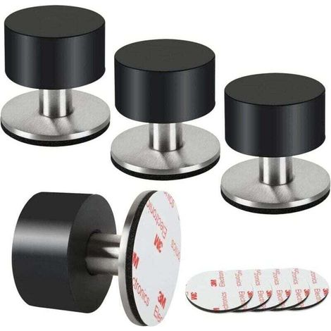Set of 4 rubber door stops, 3M self-adhesive door stops for baseboards (1/4)