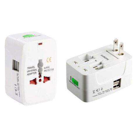 Adaptateur Voyage Universel, Adaptateur Prise Universelle Multi-Fonction avec 2 Ports USB, France, USA, UK et Australie, Plug Adapter All-in-One (1/3)