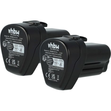 vhbw 2x Akku kompatibel mit Metabo Combo Set 2.1 10.8 V Quick Pro, Combo Set 2.2 10.8 V Quick Pro Werkzeug (2000 mAh, Li-Ion, 10,8 V)