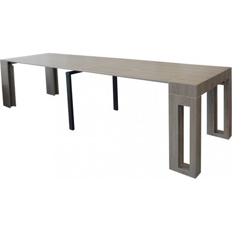 Tavolo consolle allungabile salvaspazio in mdf con struttura in metallo 90x45/300xH75 cm Napoca -  Taupe