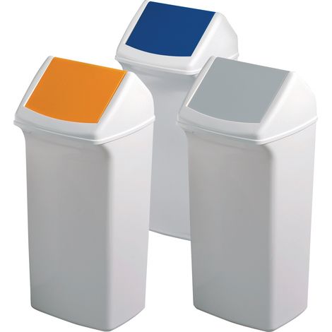 Raccoglitore di rifiuti 40l H747xL320xP366mm bianco/grigio con coperchio