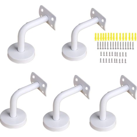 Lot 5 Support de main-courante, Acier inoxydable, 60x80 mm, Blanc, Pour escalier intérieur et extérieur
