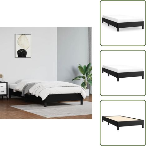 Bettgestell Schwarz 90x200 cm Kunstleder - Bettrahmen - Schlafzimmermöbel - Doppelbett - Boxspringbetten - Kunstlederbett (1/5)