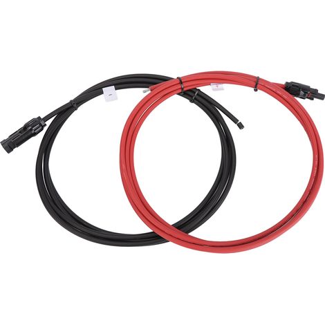 Câble d'extension de panneau solaire en cuivre de 3 mètres, noir et rouge, pour équipement photovoltaïque. (1/5)