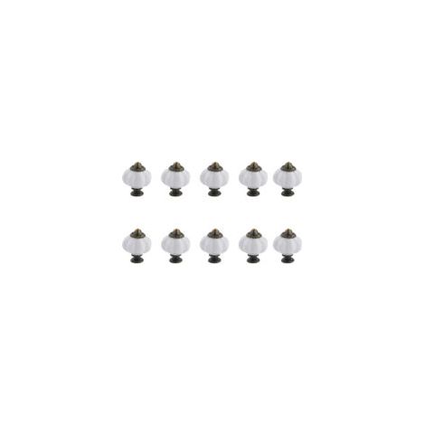 Lot de 10 boutons Sollbry, motif citrouille blanche, boutons de meubles vintage en céramique, pour commode, tiroir, porte, avec vis de fixation (1/3)