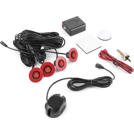 Capteur radar de recul intégré de 16,5 mm pour véhicule, kit d'assistance au recul avec avertisseur sonore (rouge) (1/5)