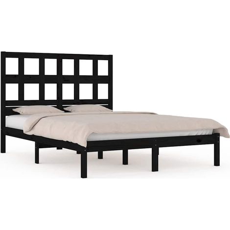 Maison Exclusive - Massivholzbett Schwarz Kiefer 140x190 cm (1/5)