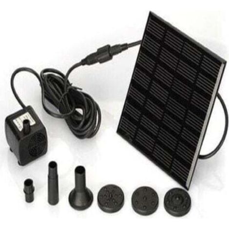 Bomba solar para fuente de 7 V y 1,2 W, bomba de agua solar con 6 boquillas, kit sumergible sin escobillas para fuente, 11 x 11 cm, cable de 3 metros (1/4)