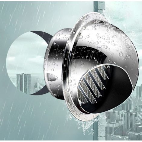 Ventilateur Extérieur en Acier Inoxydable 304 – Cache de Sortie d’Air Ø120 mm, Antipluie et Anti-Vent avec Moustiquaire Intégrée – Pour Cuisine et Salle de Bains, Protection Mur Extérieur Brillant (1/5)