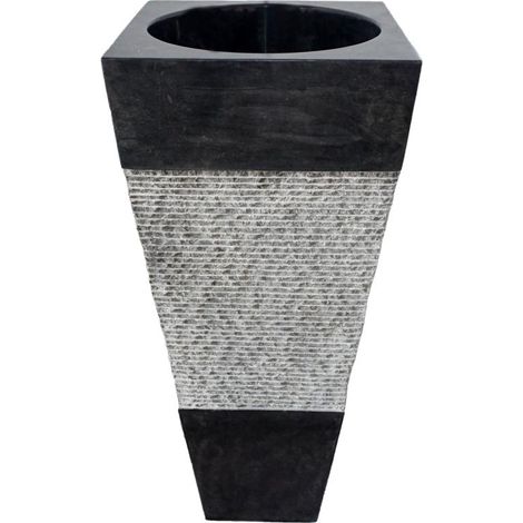 Vasque sur pied en marbre MIDO - Couleur Noire et grise (1/5)