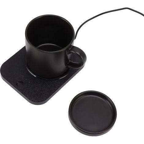 Intelligenter elektrischer Tassenwärmer mit konstanter Wärmeleistung von 55°C, USB-betrieben, mit Keramiktasse, fürs Büro, 5V, schwarz. (1/5)