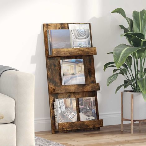 vidaXL Étagère à magazines avec étagère Chêne fumé 51 x 11 x 102 cm