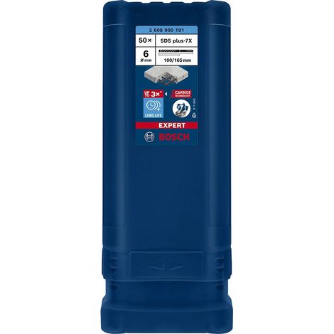 BOSCH SET 50 BROCAS EXPERT SDS PLUS-7X PARA MARTILLOS PERFORADORES DIAMETRO (mm) 6 LONGITUD DE TRABAJO (mm) 100