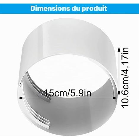 Adaptateur Tuyau Climatiseur Mobile 15 cm, Raccord de Tuyau d'Échappement pour Climatiseur Coupleur de Rallonge de Tuyau pour Climatiseur Portable (1/4)
