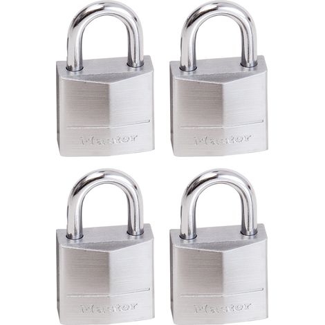 Master Lock 629EURQ Pack de 4 Cadenas Marins avec Clés, Gris, 3,4 x 2 x 1 cm