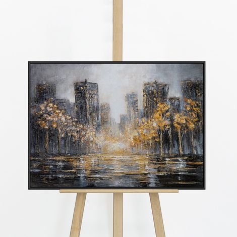 Gemälde Lichter der Stadt Rahmen Schwarz 70x50 cm (1/5)