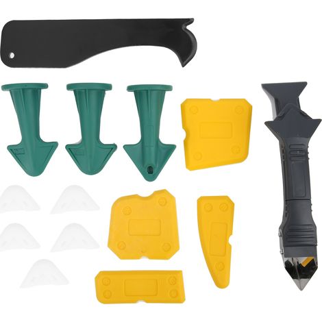 Lot de 13 outils lisseurs à joint en plastique, grattoirs à colle, buses de calfeutrage pour scellement et jointoiement (1/5)