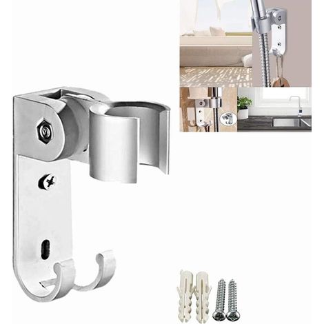 Support mural pour pommeau de douche, support de pommeau, support réglable avec 2 crochets, pommeau de douche et support de pulvérisateur de bidet auto-facile à installer. (1/4)