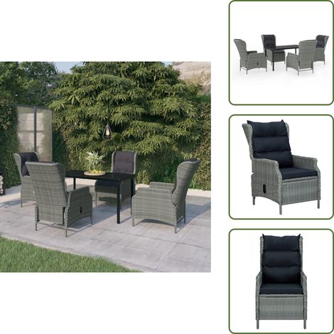 Mobili da giardino - vidaXL Set Mobili da Pranzo per Giardino 5 pz Grigio Chiaro - Sedie reclinabili