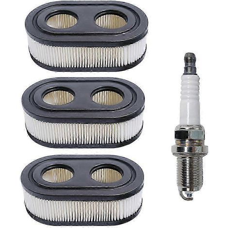 Lot de 3 filtres à air 593260 et de bougies d'allumage 491055 compatibles avec les moteurs des séries 550E et 575EX, y compris les bougies d'allumage pour tondeuse à gazon Rc12yc 491055T ZI. (1/5)