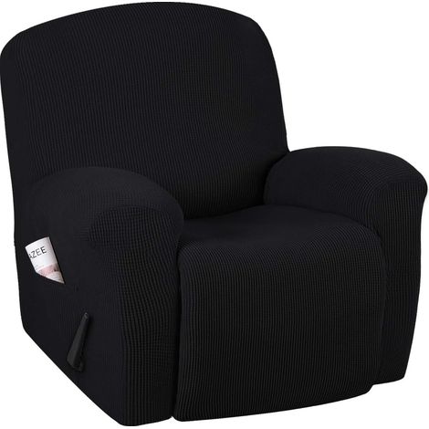 Super-Stretch-Sofabezüge, Schonbezüge für Liegesessel, Schonbezüge für Liegestühle, Standard-/Übergröße, Power-Lift-Schonbezüge für Liegesessel, dicke, weiche Jacquard-Funktion, Schwarz, 1 Packung