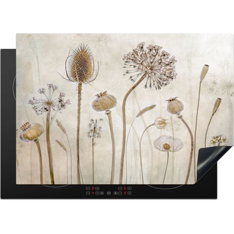 PROTEZIONE PER PIANO COTTURA A INDUZIONE Fiori - Acquerello - Natura morta - Marrone - Vintage 75x52 (1/5)