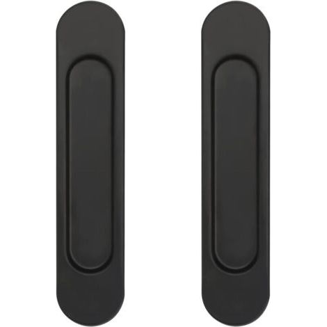 2 tiradores ovalados autoadhesivos para puertas correderas de 14,8 cm, aptos para armarios, ventanas y puertas correderas (negro).