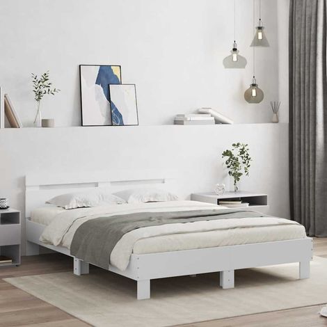 Cadre de lit sans matelas blanc 150x200 cm (1/5)