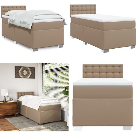 Boxspringbett Matratze Cappuccino-Braun 100x200cm Kunstleder - Boxspringbett - Doppelbett - Bettenrahmen - Kunstleder - Matratze - Home & Living (1/5)