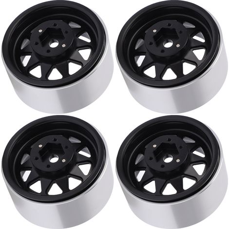 1,9 Zoll Metallfelgen mit 10-Loch-Dreiecksnabe für AXIAL SCX10 1/10 Offroad-RC-Car (schwarz) (1/5)