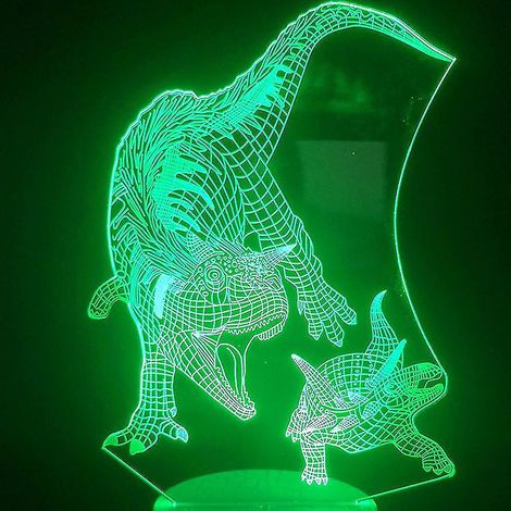 Lampe de chevet LED 3D Stégosaure féroce à changement de couleur
