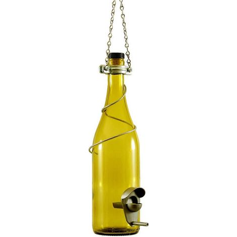 Wine Bottle Bird Feeders, Backyard Decor, Feeder, Yellow-- (1/5)