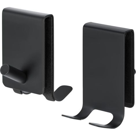 Gancho para toallas de ducha sin taladrar, ganchos de acero inoxidable para puertas de baño, apto para vidrio de 4 a 10 mm de grosor, 2 piezas, negro