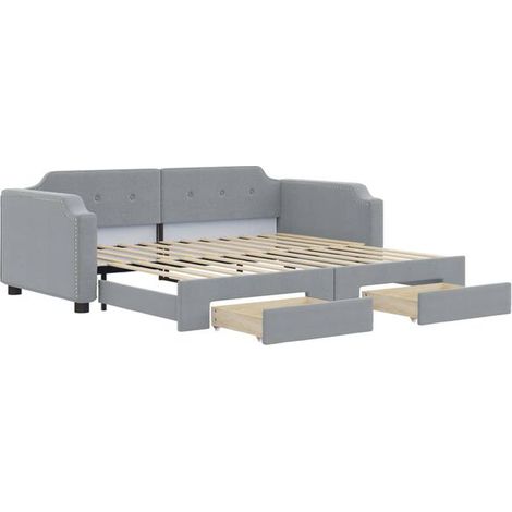Canapé-lit avec matelas gigogne et tiroirs, matelas non inclus, dimensions : 80 x 200 cm (1/5)