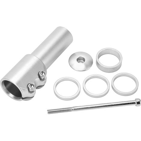 Rehausseur de Guidon en Alliage d'Aluminium pour Fourche 28.6mm, Adaptateur de Potence Vélo Tout-Terrain, Argent (1/5)