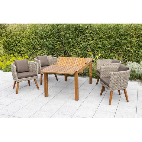 Imperia Set 5tlg 4 Sessel Kissen Tisch 150(200)x90cm