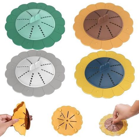 Shower drain plug, silicone hair catcher with suction cup, for shower sink, set of 4 pieces (1/4)