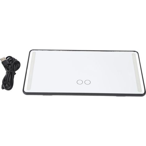 Miroir de Maquillage pour Voiture Écran Tactile Lumière LED Réglable 3 Lumières Rechargeable Miroir Cosmétique Auto Noir (1/5)