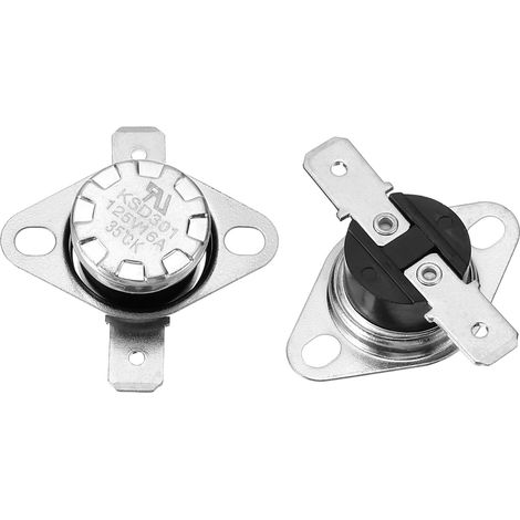 2 Pcs Thermostat KSD301 35°C/95°F 16A Réglable Matériau Bakélite Interrupteur À Disque Thermosensible, Normalement Ouvert N.O, Pour Micro-Ondes Four Cafetière (1/4)
