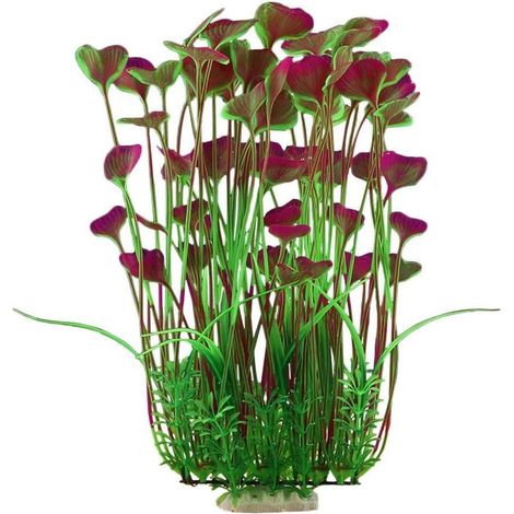 Grande Plante Aquarium Artificielle, Décoration Plastique Pour Aquarium,Plantes Fausse à Haute Imitation, Sans Toxique Couleur Vive Bordeau(Rouge Vin), 40cm de haut